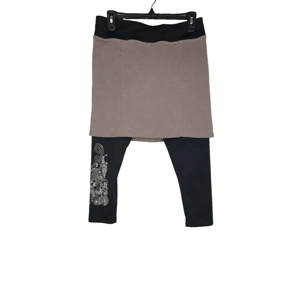 Sahalie Womens M Skirted Capri Leggings Gorpcore Boho Athleisure Paisley